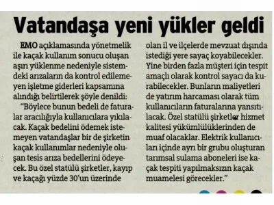 VATANDAŞA YENİ YÜKLER GELDİ (SÖZCÜ)