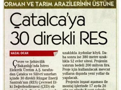 ÇATALCA`YA 30 DİREKLİ RES (CUMHURİYET)