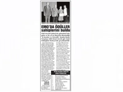 EMO`DA ÖDÜLLER SAHİPLERİNİ BULDU-ÇAĞDAŞ KOCAELİ