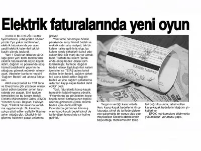 ELEKTRİK FATURALARINDA YENİ OYUN (EKSPRES)