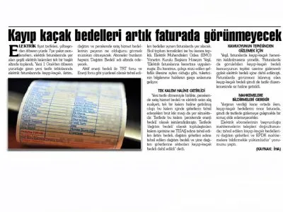 KAYIP KAÇAK BEDELLERİ ARTIK FATURADA YÜRÜNMEYECEK (GAZİPAŞA)