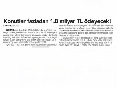 KONUTLAR FAZLADAN 1.8 MİLYAR TL ÖDEYECEK (AYDINLIK)