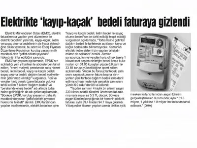 ELEKTRİKLE `KAYIP-KAÇAK` BEDELİ FATURAYA GİZLENDİ (BURSA KENT)