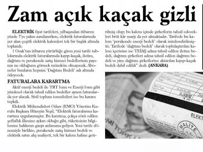 ZAM AÇIK KAÇAK GİZLİ (GÜNLÜK EVRENSEL)