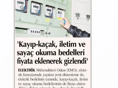 KAYIP-KAÇAK İLETİM VE SAYAÇ OKUMA BEDELLERİ FİYATA EKLENEREK GİZLENDİ (ORTADOĞU)