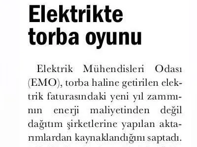 ELEKTRİKTE TORBA OYUNU (YENİ ASYA)