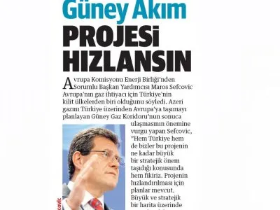 GÜNEY AKIM PROJESİ HIZLANSIN (YENİ ŞAFAK)