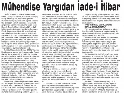 MÜHENDİSE YARGIDAN İADE-İ İTİBAR (BİZİM ADANA)
