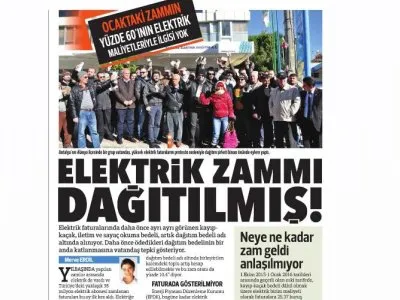 ELEKTRİK ZAMMI DAĞITILMIŞ  (HÜRRİYET)