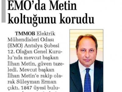 EMODA METİN KOLTUĞUNU KORUDU (SABAH ANTALYA AKDENİZ-02.02.2016)