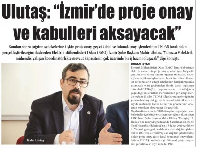 ULUTAŞ: `İZMİR`DE PROJE ONAY VE KABULLERİ AKSAYACAK` (YENİ EKONOMİ)