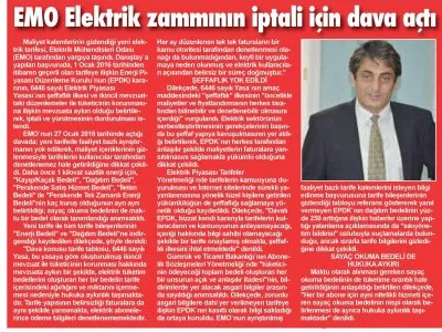 EMO ELEKTRİK ZAMMININ İPTALİ KİN DAVA ADI (ADANA TOROS)