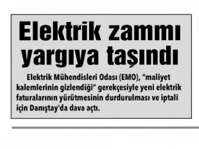 ELEKTRİK ZAMMI YARGIYA TAŞINDI (KOCAELİ)