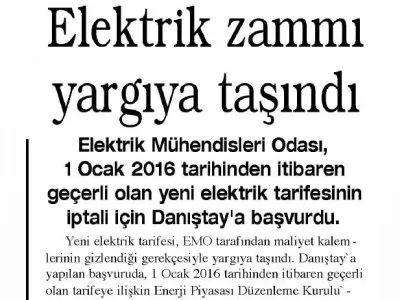 ELEKTRİK ZAMMI YARGIYA TAŞINDI (ÇORUM HABER)
