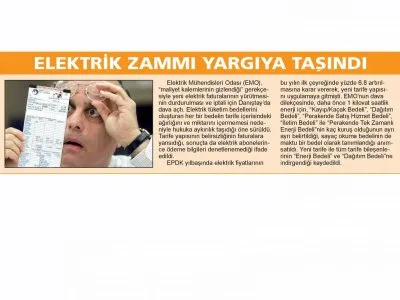 ELEKTRİK ZAMMI YARGIYA TASINDI (EGE HABER)