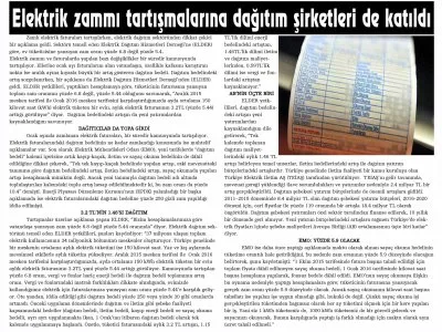 ELEKTRİK ZAMMI TARTIŞMALARINA DAĞITIM SİRKETLERİ DA KATILDI  (ERZİNCAN TARAF 24)