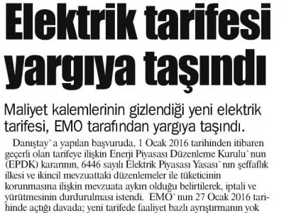 ELEKTRİK TARİFESİ YARGIYA TAŞINDI (AKDENİZ BEYAZ)
