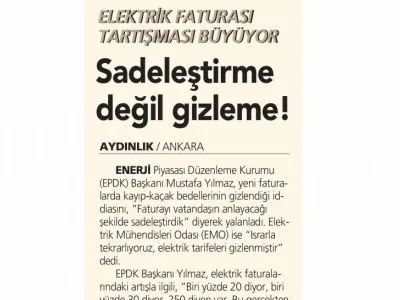 SADELEŞTİRME DEĞİL GİZLEME (AYDINLIK)