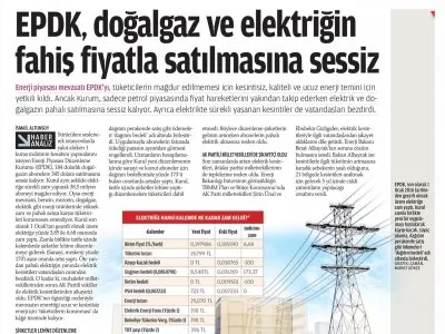 EPDK, DOĞALGAZ VE ELEKTRİĞİN FAHİŞ FİYATLA SATILMASINA SESSİZ (ZAMAN)