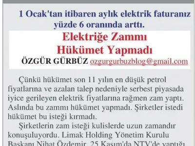 ELEKTRİĞE ZAMMI HÜKÜMET YAPMADI (ÖZGÜR GÜRBÜZ- EDİRNE HABER)