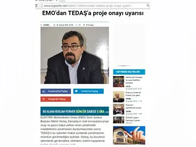 EMO‘DAN TEDAŞ‘A PROJE ONAYI UYARISI (İZGAZETE.NET)