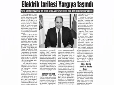 ELEKTRİK TARİFESİ YARGIYA TAŞINDI (HİLAL - 06.02.2016)