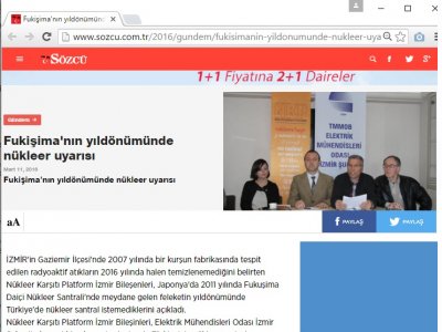 FUKİŞİMA`NIN YILDÖNÜMÜNDE NÜKLEER UYARISI (SOZCU.COM.TR)