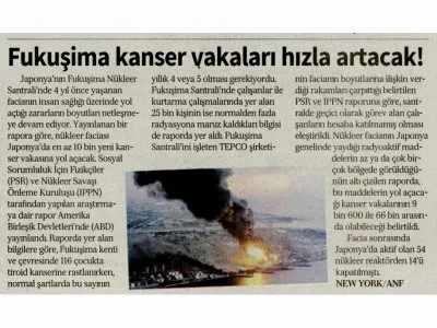 FUKUŞİMA KANSER VAKALARI HIZLA ARTACAK! (ÖZGÜR GÜNDEM)