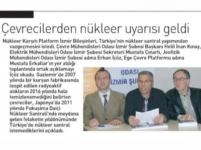 ÇEVRECİLERDEN NÜKLEER UYARISI GELDİ (EGE TELGRAF)