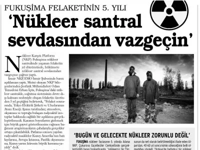 NÜKLEER SANTRAL SEVDASINDAN VAZGEÇİN (GÜNLÜK EVRENSEL)
