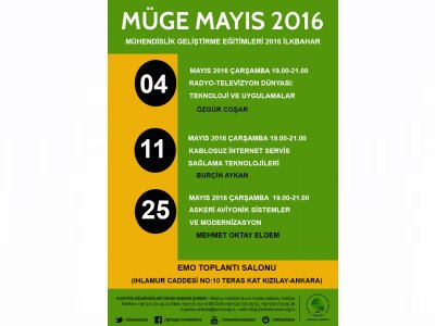 MÜHENDİSLİK GELİŞTİRME EĞİTİMLERİ (MÜGE) 2016 MAYIS DÖNEMİ BAŞLADI