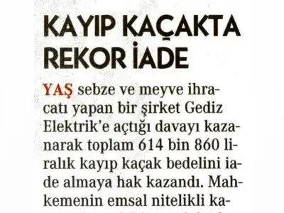 KAYIP KAÇAKTA REKOR İADE  (CUMHURİYET)