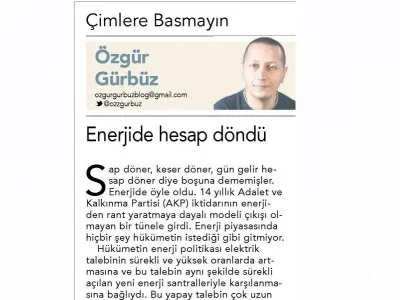 ENERJİDE HESAP DÖNDÜ (ÖZGÜR GÜRBÜZ- BİRGÜN)