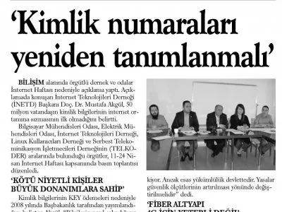 `KİMLİK NUMARALARI YENİDEN TANIMLANMALI` (GÜNLÜK EVRENSEL)