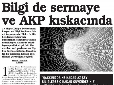 BİLGİ DE SERMAYE VE AKP KISKACINDA (GÜNLÜK EVRENSEL, 19.05.2016)