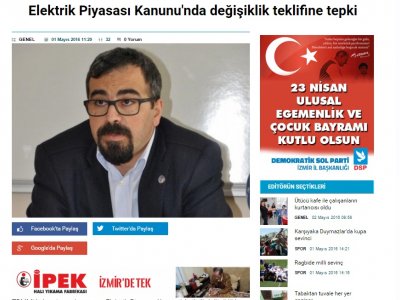 ELEKTRİK PİYASASI KANUNU`NDA DEĞİŞİKLİK TEKLİFİNE TEPKİ (İZGAZETE.NET)