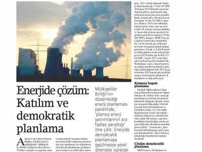 ENERJİDE ÇÖZÜM: KATILIM VE DEMOKRATİK PLANLAMA (BİRGÜN)