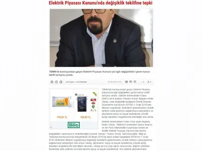 ELEKTRİK PİYASASI KANUNU`NDA DEĞİŞİKLİK TEKLİFİNE TEPKİ (AKİSGAZETESİ.COM.TR)
