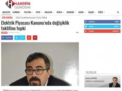 ELEKTRİK PİYASASI KANUNU`NDA DEĞİŞİKLİK TEKLİFİNE TEPKİ (HABERİNGUNDEMİ.COM)