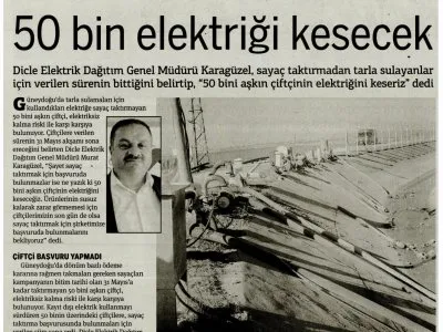 50 BİN ELEKTRİĞİ KESECEK (TARAF)
