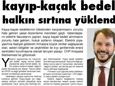 KAYIP-KAÇAK BEDELİ HALKIN SIRTINA YÜKLENDİ (BURDUR)
