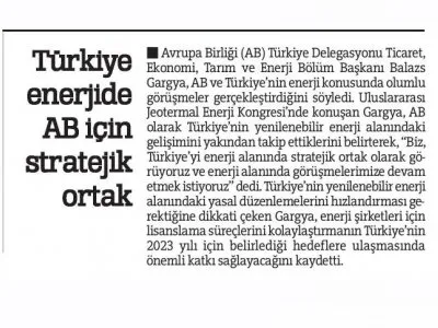 TÜRKİYE ENERJİDE AB İÇİN STRATEJİK ORTAK (TÜRKİYE)