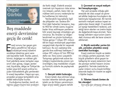 BEŞ MADDEDE ENERJİ DEVRİMİNE GEÇİŞ! (BİRGÜN)