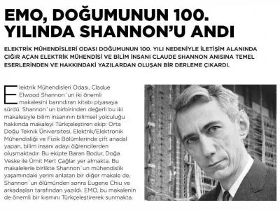 EMO, DOĞUMUNUN 100. YILINDA SHANNON`U ANDI (KAYNAK ELEKTRİK)