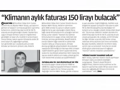 KLİMANIN AYLIK FATURASI 150 LİRAYI BULACAK (YENİ DEVİR)