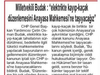 MİLLETVEKİLİ BUDAK: `ELEKTRİKTE KAYIP-KAÇAK DÜZENLEMESİNİ ANAYASA MAHKEMESİ`NE TAŞIYACAĞIZ (ANTALYA EKONOMİ)