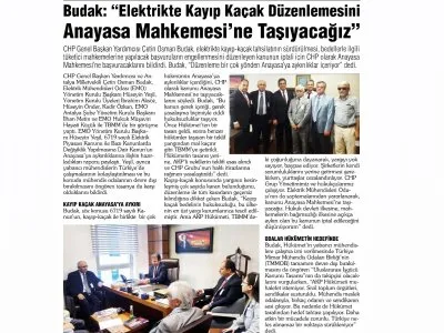 BUDAK: ELEKTRİKTE KAYIP KAÇAK DÜZENLEMESİNİ ANAYASA MAHKEMESİ`NE TAŞIYACAĞIZ  (MANAVGAT GERÇEK)