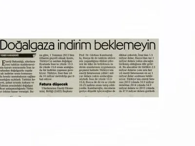 DOGALGAZA İNDİRİM BEKLEMEYİN (CUMHURİYET)