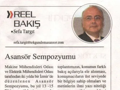 ASANSÖR SEMPOZYUMU (SEFA TARGIT/ REEL BAKIŞ- TEK GÜNDEM ASANSÖR)