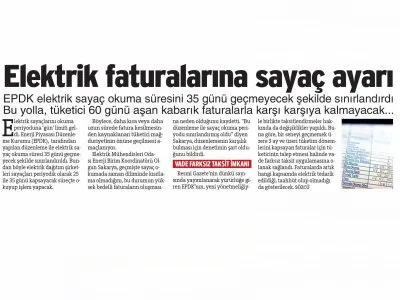 ELEKTRİK FATURALARINA SAYAÇ AYARI  (SÖZCÜ)